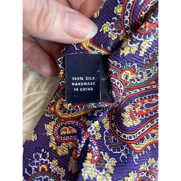 American Living Paisley Tie Purple Yellow Red - Picture 4 of 6